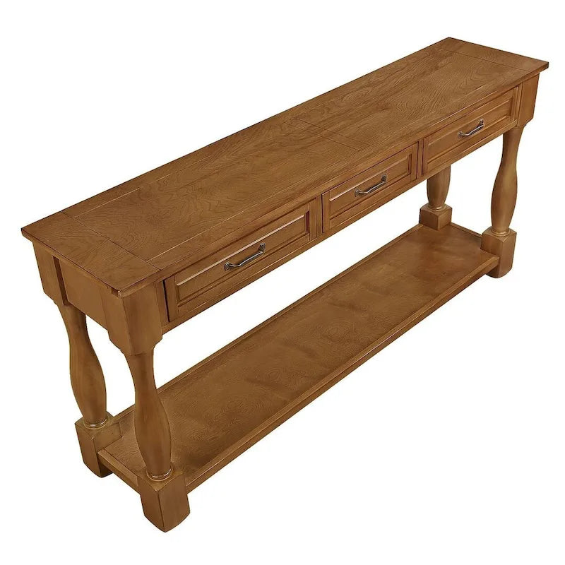 63 Solid Wood Console Table with 3 Drawers and 1 Bottom Shel