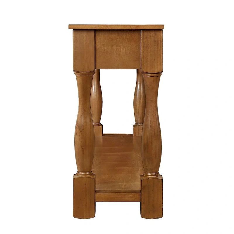 63 Solid Wood Console Table with 3 Drawers and 1 Bottom Shel
