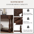 63 Solid Wood Console Table with 3 Drawers and 1 Bottom Shel