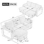 Pull Out Sleeper Sofa L-Shaped Couch Convertible Sofa Bed with Storage Chaise, Storage Racks and USB Ports