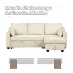 Pull Out Sleeper Sofa L-Shaped Couch Convertible Sofa Bed with Storage Chaise, Storage Racks and USB Ports