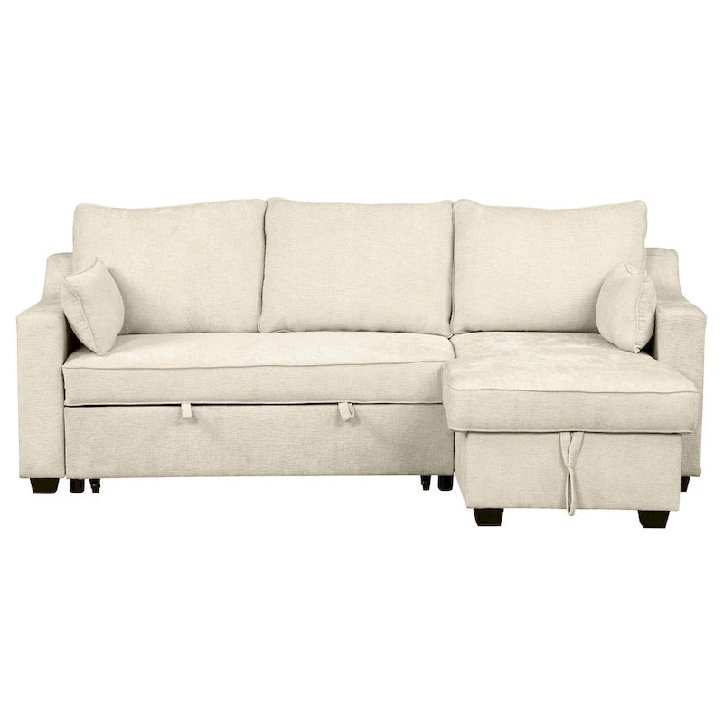 Pull Out Sleeper Sofa L-Shaped Couch Convertible Sofa Bed with Storage Chaise, Storage Racks and USB Ports