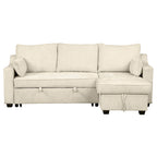 Pull Out Sleeper Sofa L-Shaped Couch Convertible Sofa Bed with Storage Chaise, Storage Racks and USB Ports