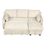 Pull Out Sleeper Sofa L-Shaped Couch Convertible Sofa Bed with Storage Chaise, Storage Racks and USB Ports