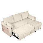 Pull Out Sleeper Sofa L-Shaped Couch Convertible Sofa Bed with Storage Chaise, Storage Racks and USB Ports