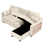 Pull Out Sleeper Sofa L-Shaped Couch Convertible Sofa Bed with Storage Chaise, Storage Racks and USB Ports