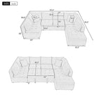 117.3 Oversized Sectional Sofa U- shaped Sofa Couch Pull-out Sofa Bed with Two Throw Pillows for Living Room, Beige