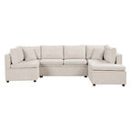 117.3 Oversized Sectional Sofa U- shaped Sofa Couch Pull-out Sofa Bed with Two Throw Pillows for Living Room, Beige