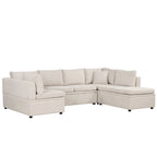 117.3 Oversized Sectional Sofa U- shaped Sofa Couch Pull-out Sofa Bed with Two Throw Pillows for Living Room, Beige