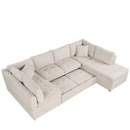 117.3 Oversized Sectional Sofa U- shaped Sofa Couch Pull-out Sofa Bed with Two Throw Pillows for Living Room, Beige