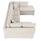 117.3 Oversized Sectional Sofa U- shaped Sofa Couch Pull-out Sofa Bed with Two Throw Pillows for Living Room, Beige