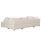 117.3 Oversized Sectional Sofa U- shaped Sofa Couch Pull-out Sofa Bed with Two Throw Pillows for Living Room, Beige