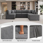 117.3 Oversized Sectional Sofa U- shaped Sofa Couch Pull-out Sofa Bed with Two Throw Pillows for Living Room, Beige