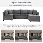 117.3 Oversized Sectional Sofa U- shaped Sofa Couch Pull-out Sofa Bed with Two Throw Pillows for Living Room, Beige