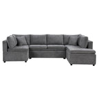 117.3 Oversized Sectional Sofa U- shaped Sofa Couch Pull-out Sofa Bed with Two Throw Pillows for Living Room, Beige