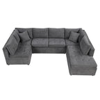 117.3 Oversized Sectional Sofa U- shaped Sofa Couch Pull-out Sofa Bed with Two Throw Pillows for Living Room, Beige