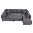 117.3 Oversized Sectional Sofa U- shaped Sofa Couch Pull-out Sofa Bed with Two Throw Pillows for Living Room, Beige