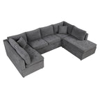 117.3 Oversized Sectional Sofa U- shaped Sofa Couch Pull-out Sofa Bed with Two Throw Pillows for Living Room, Beige