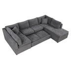 117.3 Oversized Sectional Sofa U- shaped Sofa Couch Pull-out Sofa Bed with Two Throw Pillows for Living Room, Beige