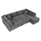 117.3 Oversized Sectional Sofa U- shaped Sofa Couch Pull-out Sofa Bed with Two Throw Pillows for Living Room, Beige