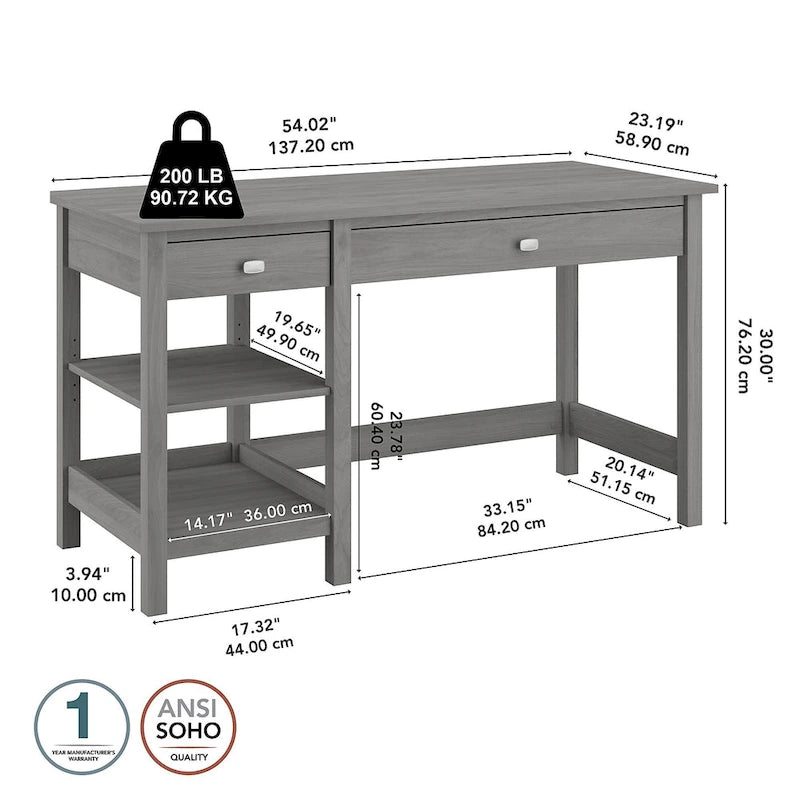 Broadview 54W Computer Desk with Shelves by Bush Furniture
