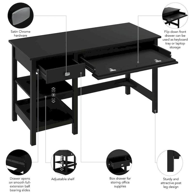 Broadview 54W Computer Desk with Shelves by Bush Furniture
