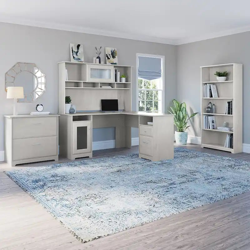 Cabot 60W L-Desk with Hutch, Cabinet and Bookcase by Bush Furniture