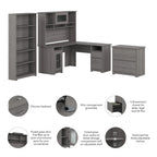 Cabot 60W L-Desk with Hutch, Cabinet and Bookcase by Bush Furniture