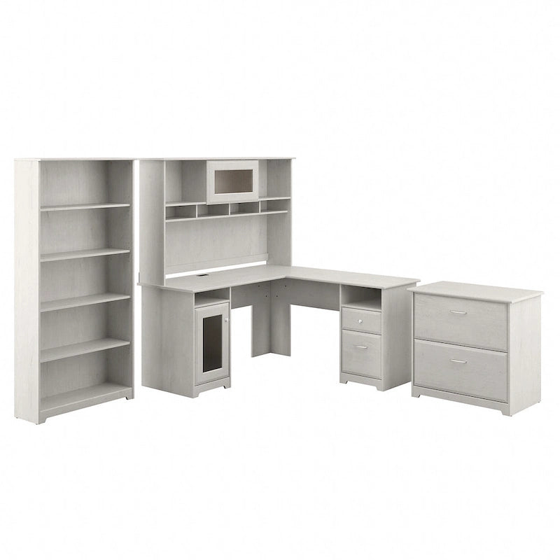 Cabot 60W L-Desk with Hutch, Cabinet and Bookcase by Bush Furniture