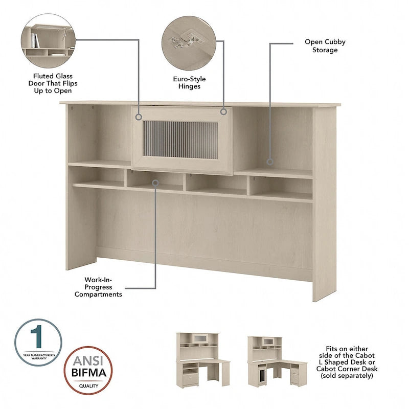 Cabot 60W L-Desk with Hutch, Cabinet and Bookcase by Bush Furniture