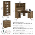 Cabot 60W L-Desk with Hutch, Cabinet and Bookcase by Bush Furniture