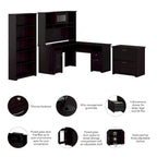 Cabot 60W L-Desk with Hutch, Cabinet and Bookcase by Bush Furniture