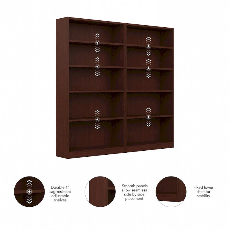 Universal Tall 5 Shelf Bookcase Storage - Set of 2 by Bush Furniture