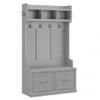 Woodland 40W Hall Tree and Shoe Bench with Doors by Bush Furniture