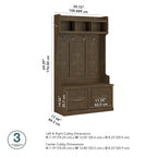 Woodland 40W Hall Tree and Shoe Bench with Doors by Bush Furniture