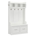 Woodland 40W Hall Tree and Shoe Bench with Doors by Bush Furniture