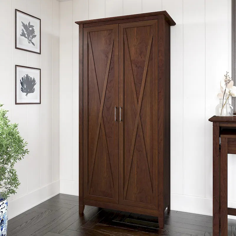 Key West Tall Storage Cabinet with Doors and Shelves by Bush Furniture