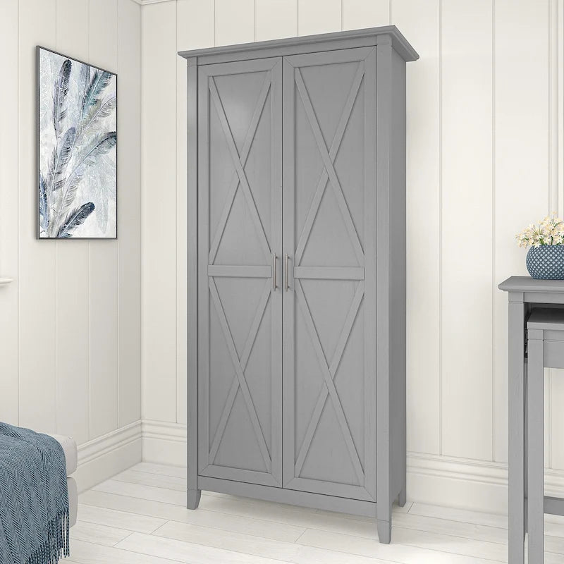 Key West Tall Storage Cabinet with Doors and Shelves by Bush Furniture