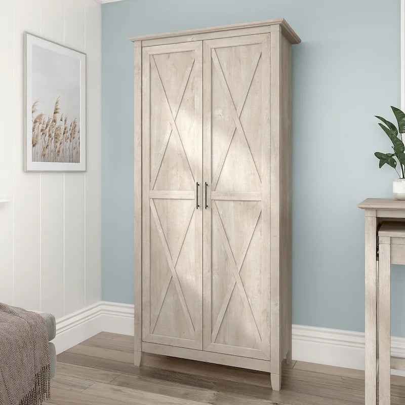 Key West Tall Storage Cabinet with Doors and Shelves by Bush Furniture