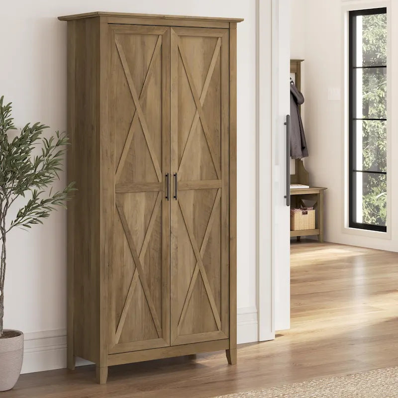 Key West Tall Storage Cabinet with Doors and Shelves by Bush Furniture