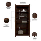 Key West Tall Storage Cabinet with Doors and Shelves by Bush Furniture