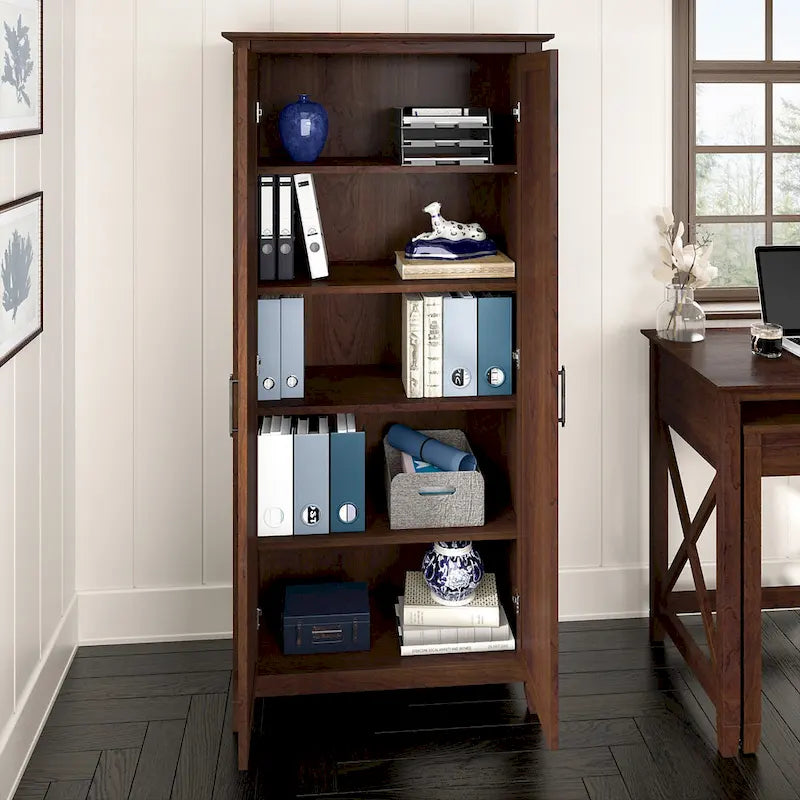 Key West Tall Storage Cabinet with Doors and Shelves by Bush Furniture