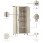 Key West Tall Storage Cabinet with Doors and Shelves by Bush Furniture