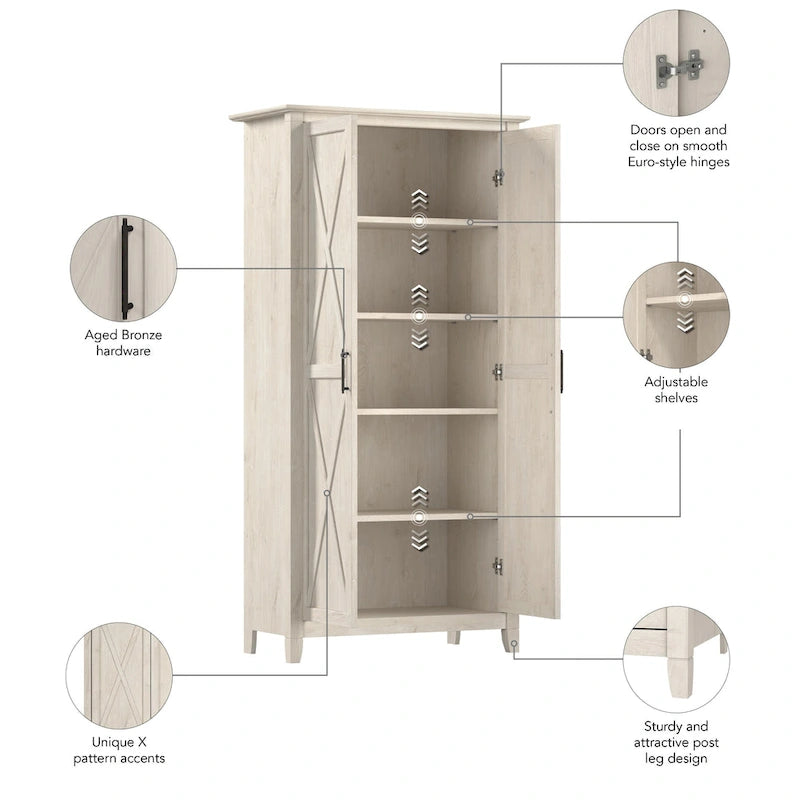 Key West Tall Storage Cabinet with Doors and Shelves by Bush Furniture