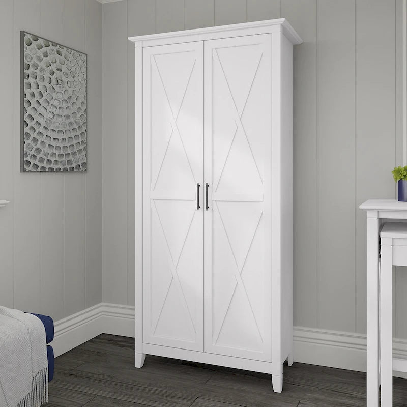Key West Tall Storage Cabinet with Doors and Shelves by Bush Furniture