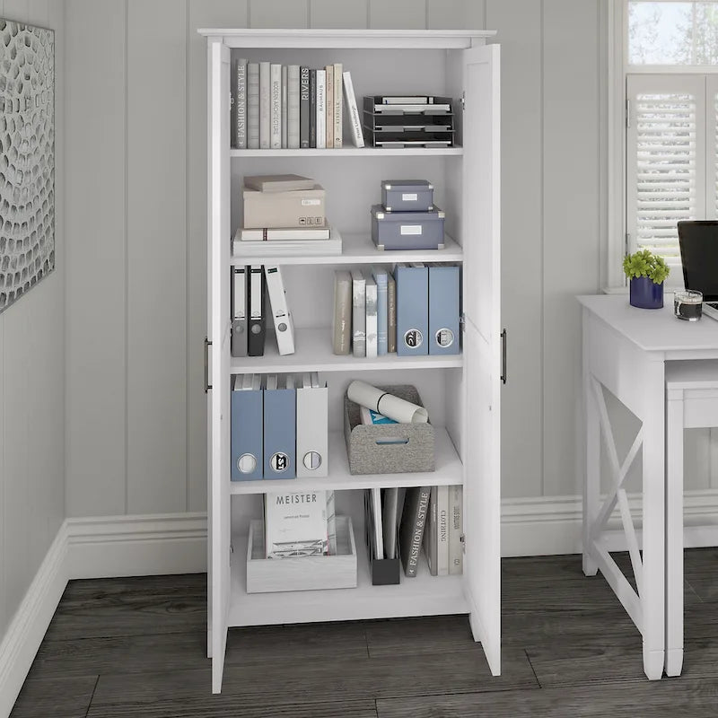 Key West Tall Storage Cabinet with Doors and Shelves by Bush Furniture