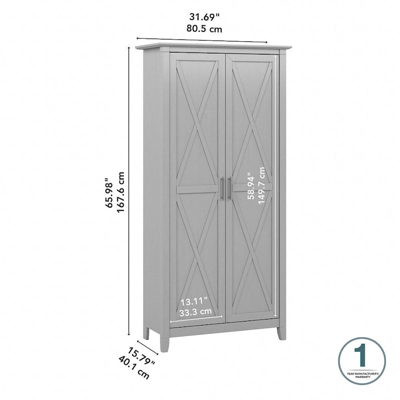 Key West Tall Storage Cabinet with Doors and Shelves by Bush Furniture