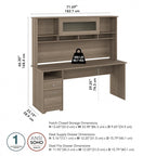72W Computer Desk with Hutch and Drawers by Bush Furniture