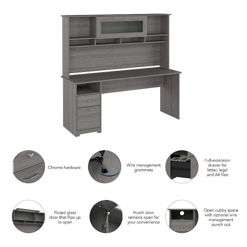 72W Computer Desk with Hutch and Drawers by Bush Furniture