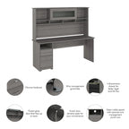 72W Computer Desk with Hutch and Drawers by Bush Furniture